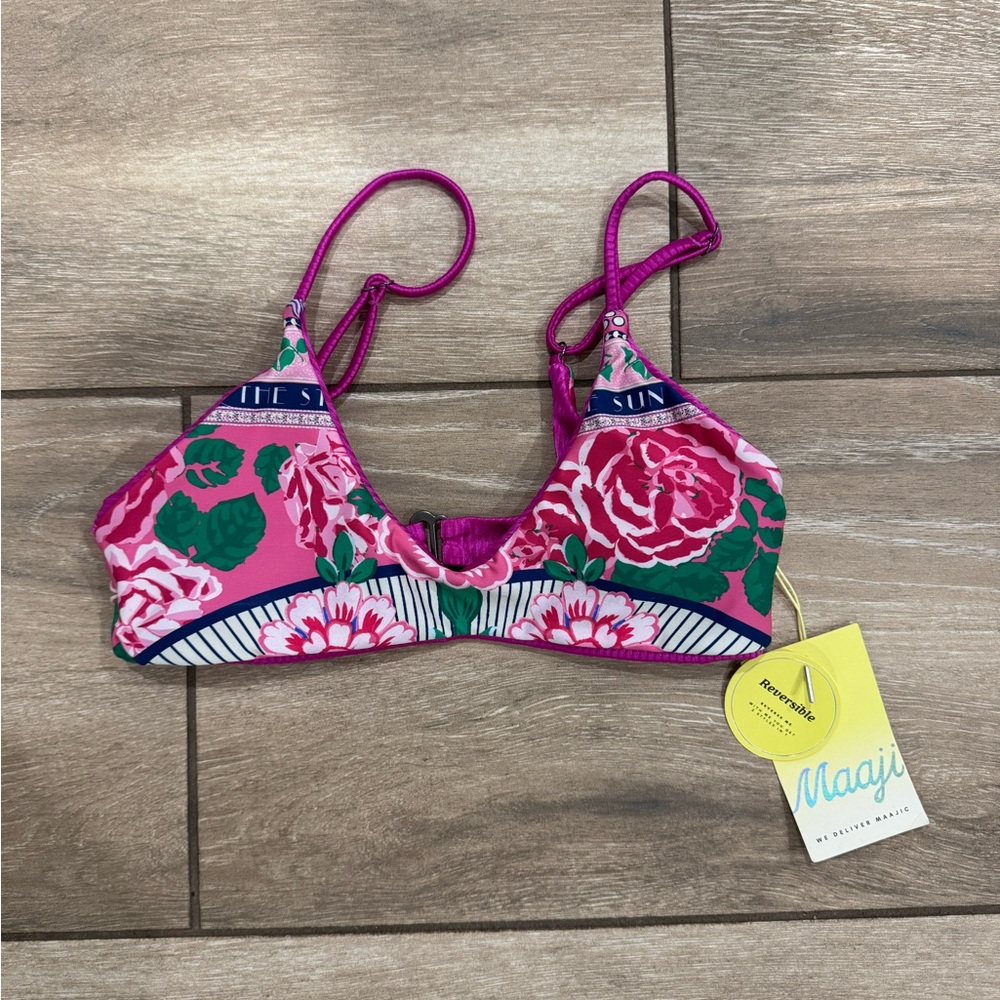 Maaji Fuchsia and Green Floral Bikini Top